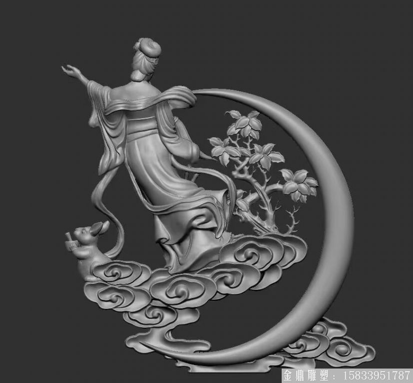 嫦娥奔月模型圖 玻璃鋼古代神話人物雕塑模型定制2