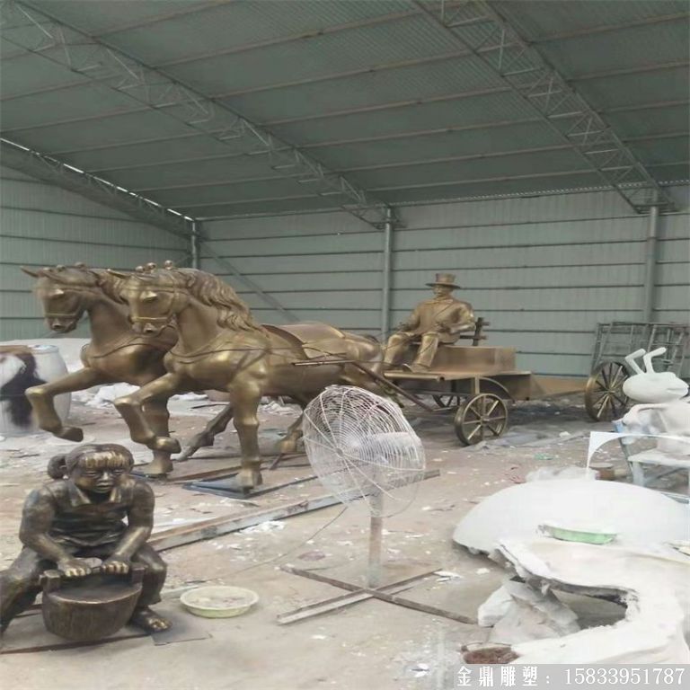 玻璃鋼仿銅馬車雕塑，馬車雕塑定做，啤酒節(jié)馬車雕塑8